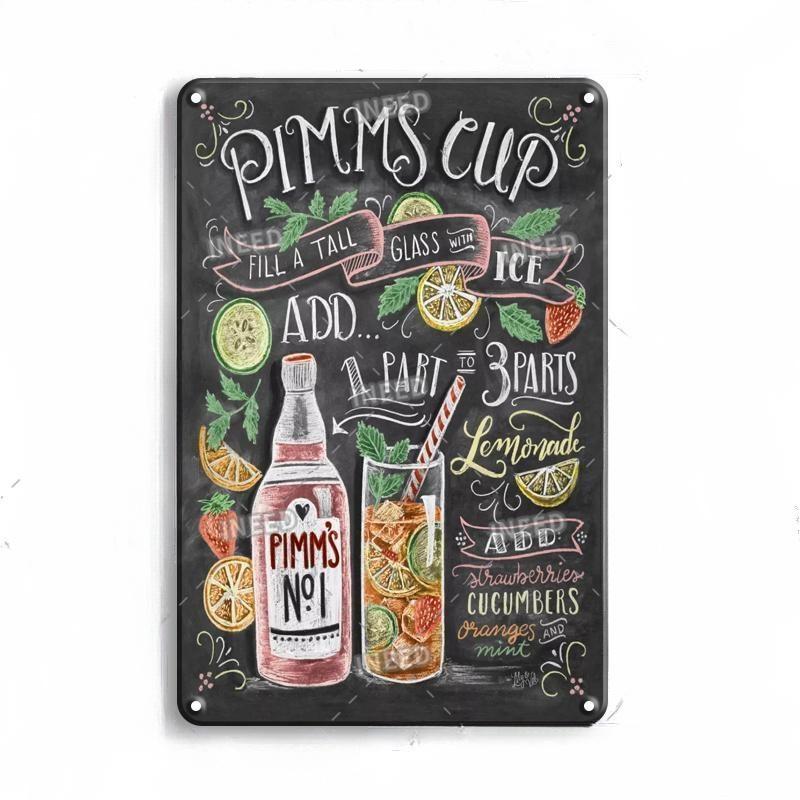 Vintage Metal Tin Sign Decorations Gin & Tonic Cocktail Plate Decorative Poster Plaque Bar Kitchen Home Wall Decor 8 X 12 Inch