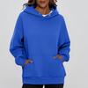 Ladies' Fashionable Solid Color Casual Hooded Pocket Long Sleeved Top