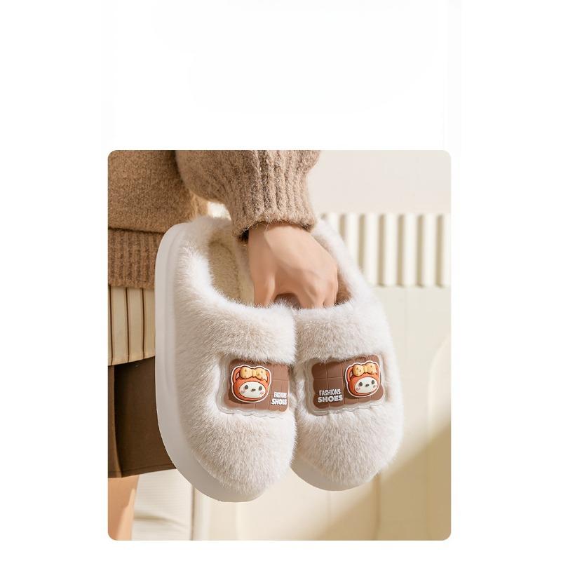 Cartoon Shoes, Cotton Slippers, Indoor Home Warmth, Fleece Thick-soled Light Slippers