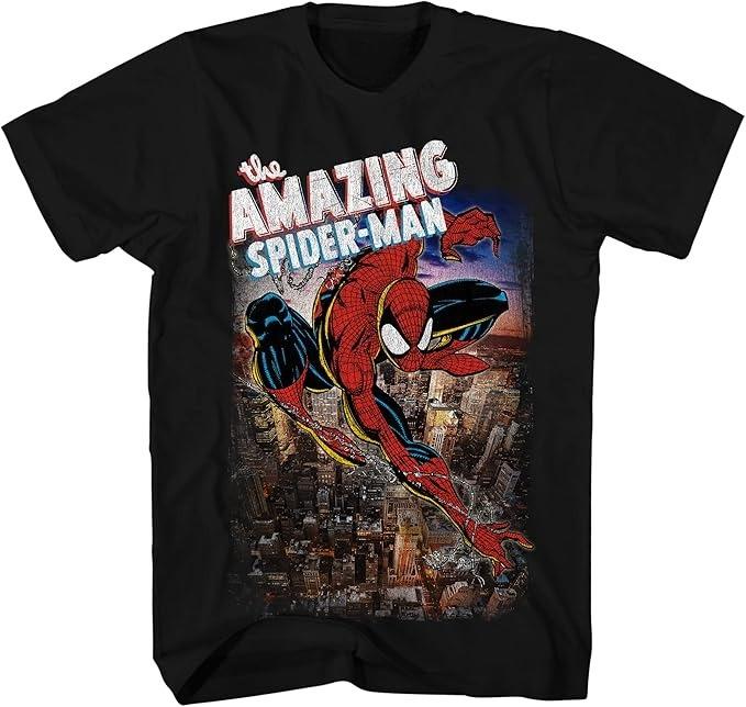 Echtes Spider-Man T-Shirt Deadpool Aufdruck Kurzarm Herren- und Damen Rundhals Locker und Bequem T-Shirt