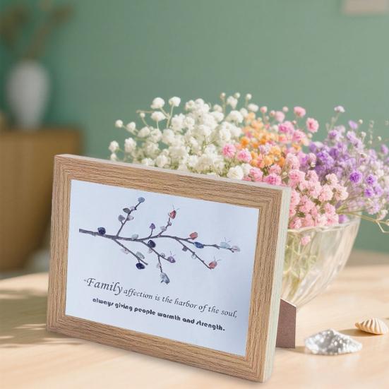 Handmade Sea Glass Decoration with Wooden Frame Rainbow Bird Family Seaglass Wall Art Decoration Framed Sea Glass Friendship Artwork Ornament