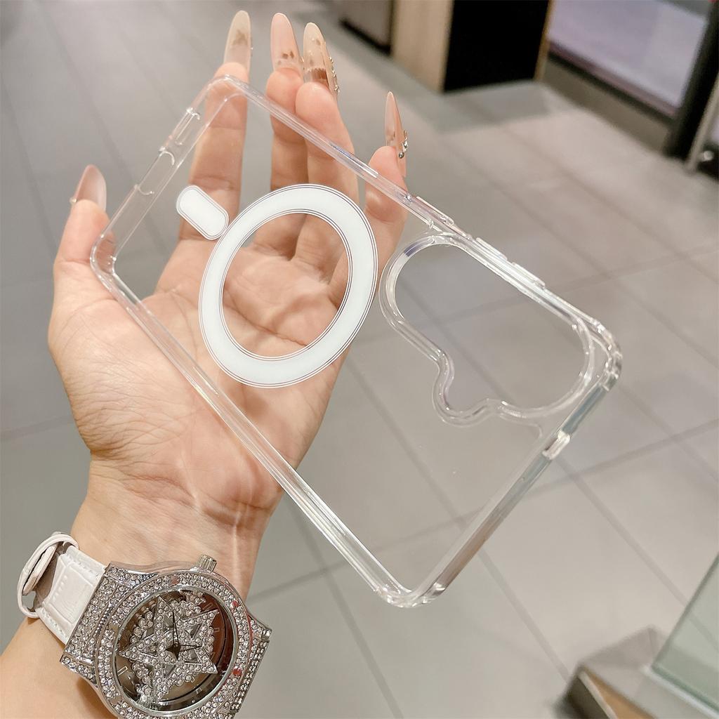 Transparent Shockproof Cover For Samsung Galaxy S26 S25 S24 S23 Ultra S22 S23 S24 S25 S25 Plus Magnetic Charge Phone Case