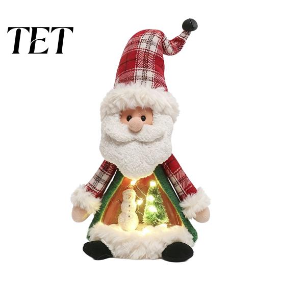 Indoor Xmas Atmosphere Light Lighted Christmas Doll Decoration, Cute Plush Santa Claus/Snowman/Reindeer Figurine with Creative Holiday Mantel