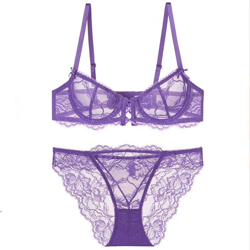 New sexy bra French ultra-thin big chest small underwear lace anti-sagging bra set Bra women