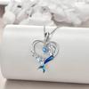 Luxury Female Crystal Blue Zircon Stone Heart Mermaid Pendant Necklace Vintage Silver Color Wedding  For Women
