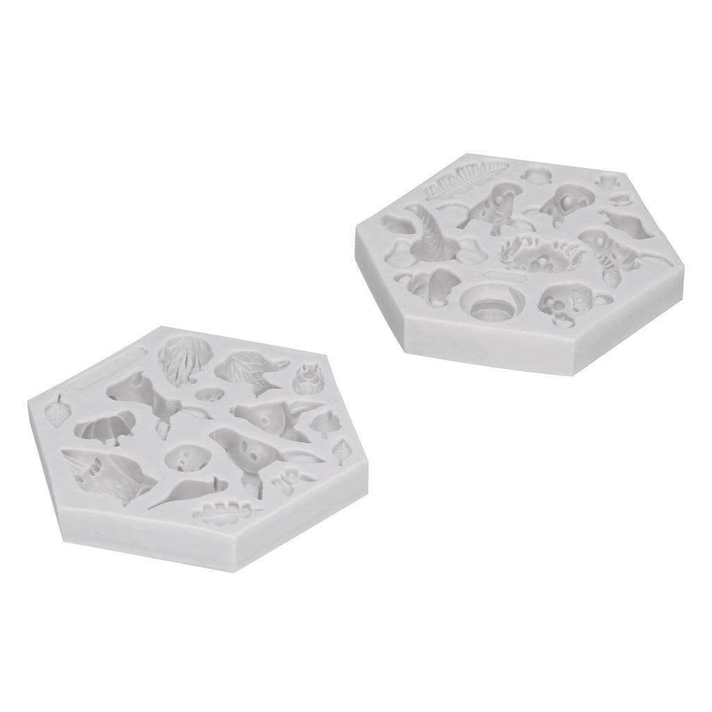 2Stk/Set Tiermuster Silikon Fondantform Schokolade Seife Kuchenform Backwerkzeug Grau