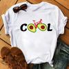 Spring Summer Ladies Floral Bicycle Pattern Fashion Cartoon Print White Letter T-shirt Woman Clothes T Shirt Tops Tee Graphic