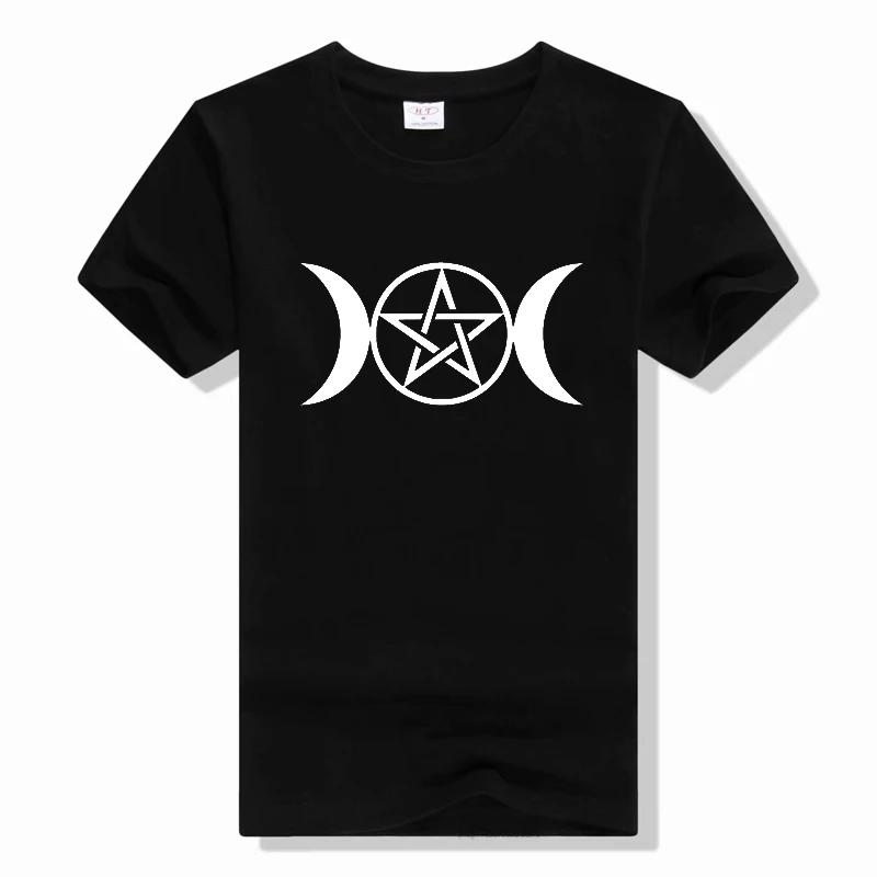 Ladies Black Triple Moon Goddess Tshirt Shirt Pagan Penta... XXL