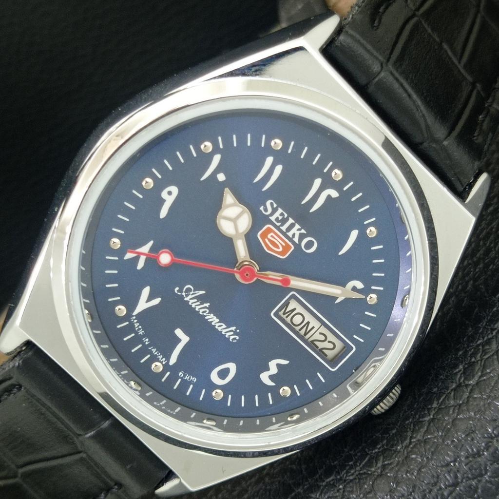 

ВИНТАЖНЫЕ АВТОМАТИЧЕСКИЕ SEIKO 5 6309A ВОССТАНОВЛЕННЫЕ ЯПОНСКИЕ МУЖСКИЕ ЧАСЫ С СИННИМ ЦИФЕРБЛАТОМ a442582-1