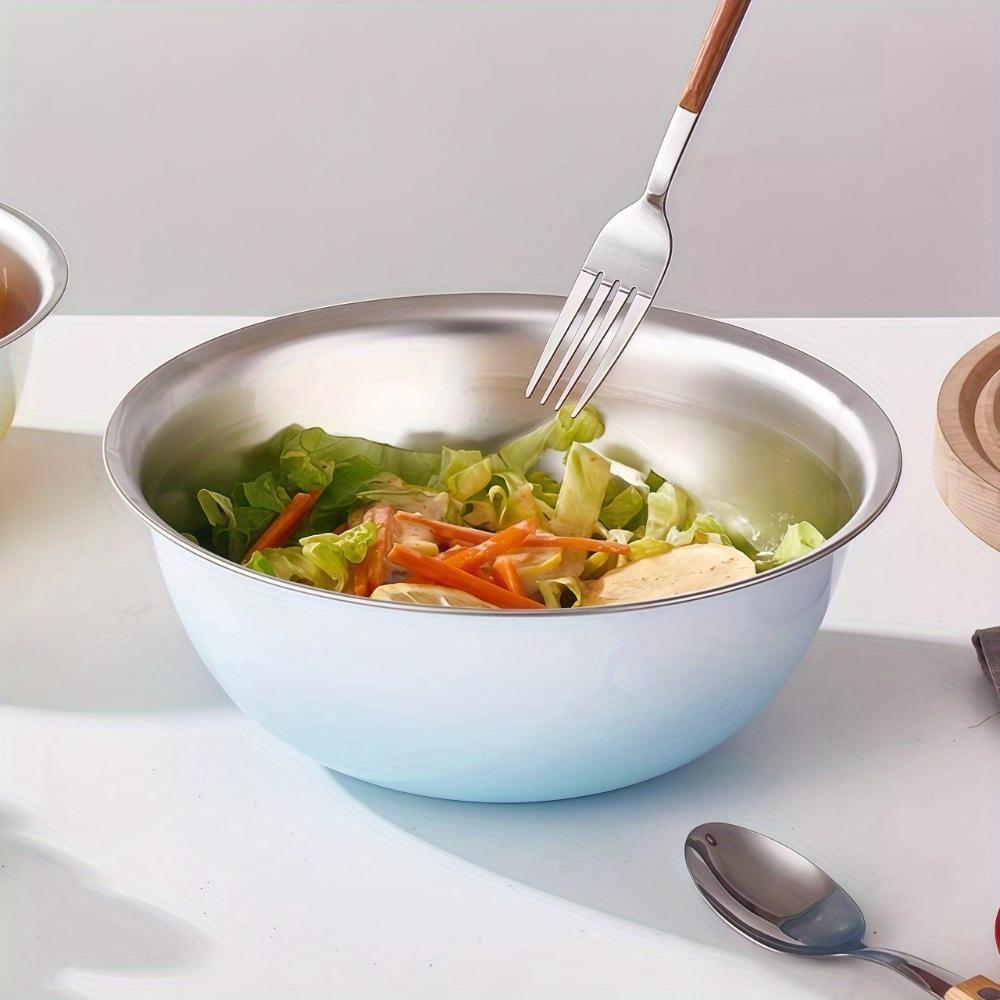 Tigelas de salada de aço inoxidável de grande capacidade, tigela de cozinha de macarrão japonês de metal com frutas, ramen, utensílios de cozinha e balança