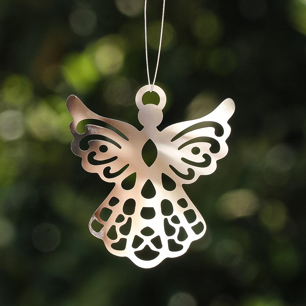 2PCS Angel Wing Hanging Suncatcher Religious DIY Metal Wind Chimes Spinner Connector Pendant Mirror Garden Decor Bird Deterrent