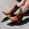 Suede Ankle Boots Women Pointed Toe High Heels Shoes Elegant 2025 Trend  New Retro Boots Winter Dress Party Pumps Botas