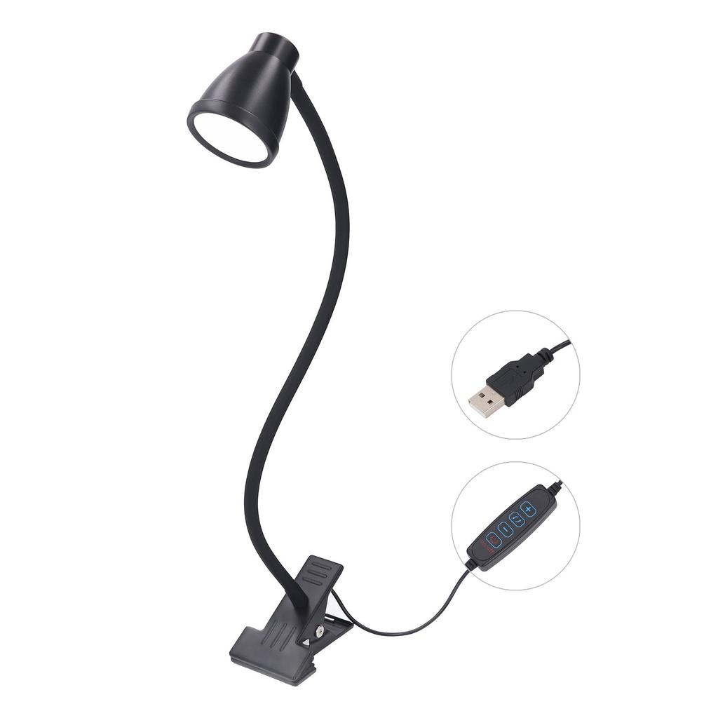 Clip On Desk Lamp 5W 24LEDs 10 Adjustable Brightness 3 Color Temperature USB Powered Flexible Goosen