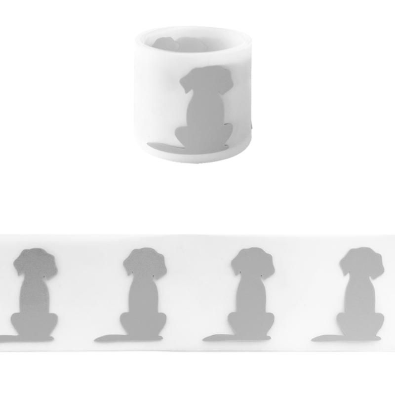 Cartoon Dog Silver Reflective Tapes Patch DIY Hoodies Clothes Stickers Heat Transfer Parches Ropa Applique On Clothes Night Safe