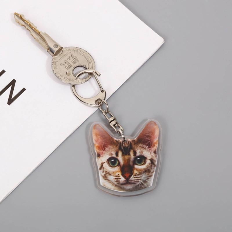 Creative Cat Shape Keychain Mini Animal Toy Keyrings Acrylic Animals Key Chain Pendant DIY Keychains Crafts Decorations