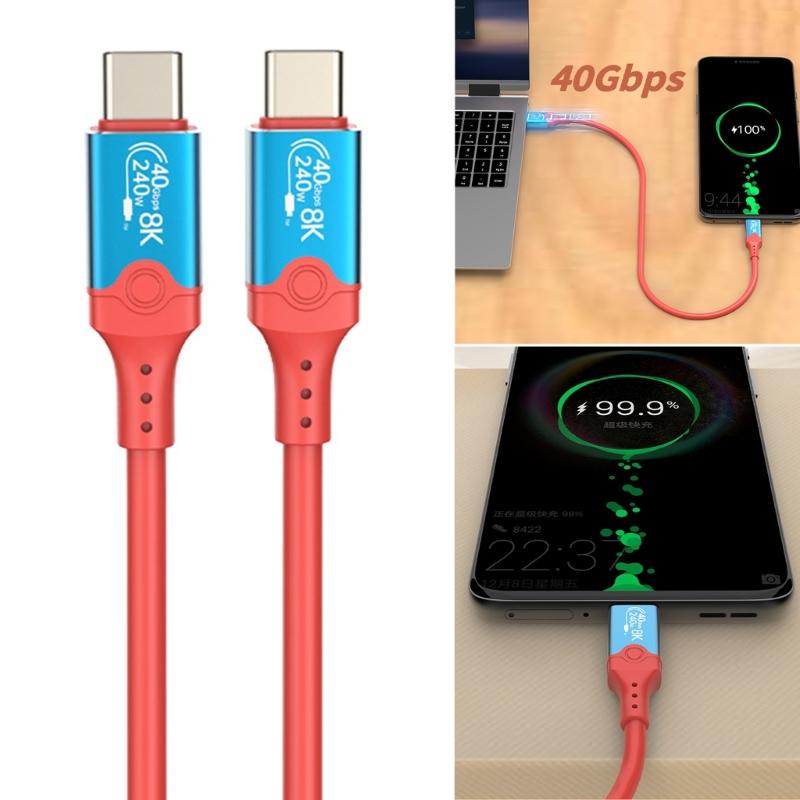 USB4 Cable 40Gbps USB C To USB C 240W Fast Charging Display Cable Support 8K@60Hz 40Gbps Data Cable for Smartphone