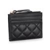 Soft Sheepskin Short Wallet Style Diamond-check Zipper Change Purse Genuine Leather Multi-card ID Bag