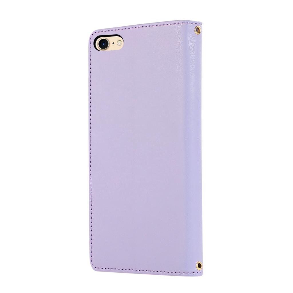 For iPhone 16e Case Multi Card Slots Zipper Rhombus Leather Phone Cover with Wrist Strap