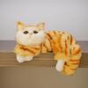 Simulation Furry Cat Ornament Plush Animal Figurine Realistic Fluffy Kitten Model Hanging Cat Decoration for Home TV Stand Shelf Decor