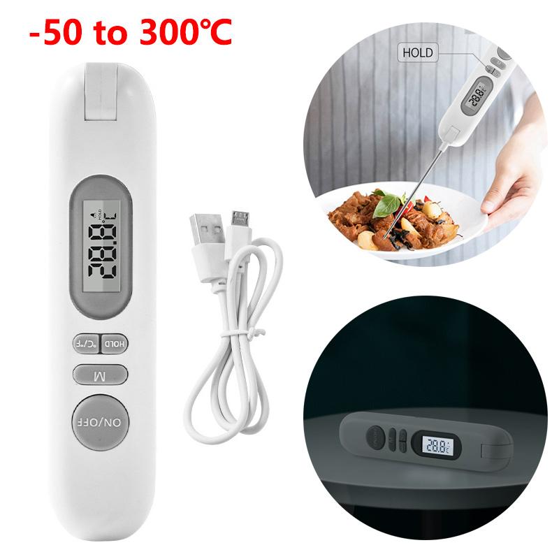 Rechargeable Food Thermometer BBQ Cooking Food Temperature Measure Tools Meat Thermometer Baking Oven Thermometer with Probe