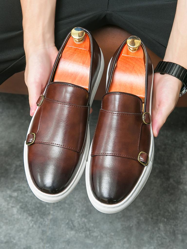 British Style Vulcanized Sneakers Men New Casual Leather Shoes For Men Yuppie Slip On Boat Loafers Large Size 46 Men’s Flat Shoes