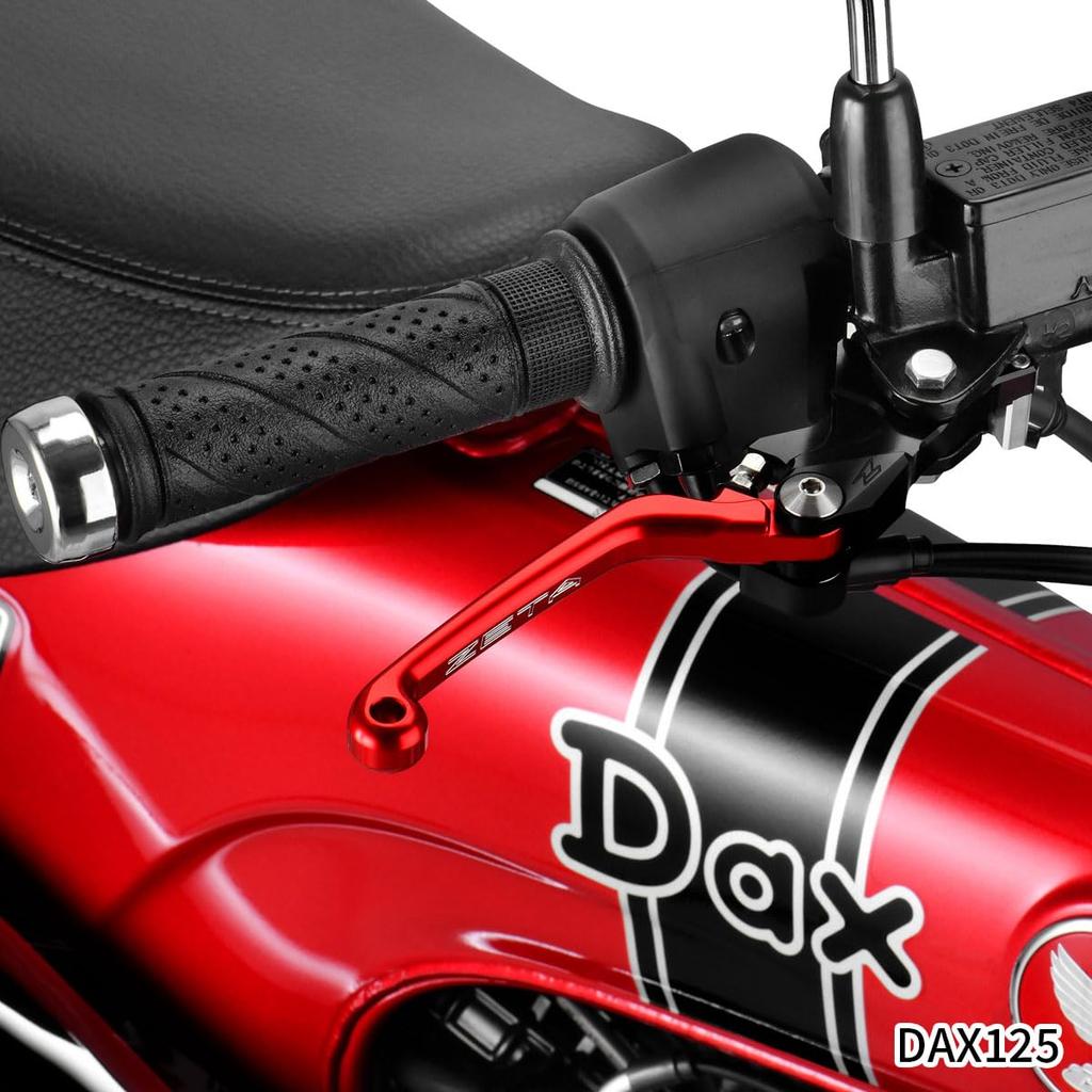 ZETA RACING CP Pivot Brake Forward Infinitely Adjustable Lever Fully Aluminum for CT125 CC110 Hunter Cross F4922 Lever, 4-Finger, Red, Folding,