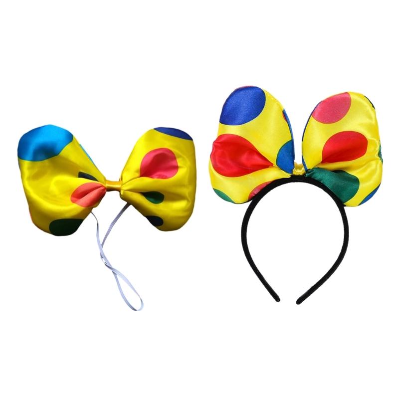 Fashion Circus Clown Bow Tie/Necktie/Hairband Carnivals Party Prop for Woman Man
