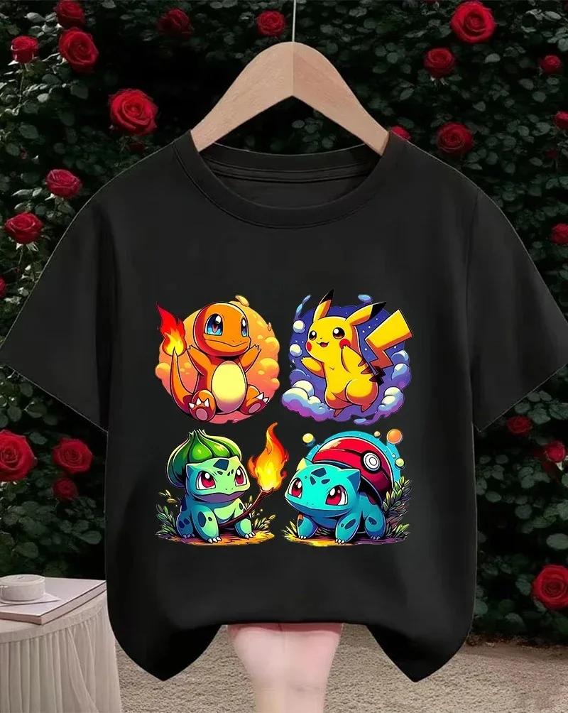 Pokemons Pikachu Kids T Shirts Anime Printed Cotton T Shirt Boys Girls Summer Casual Short Sleeves Tops Children Clothing 2026