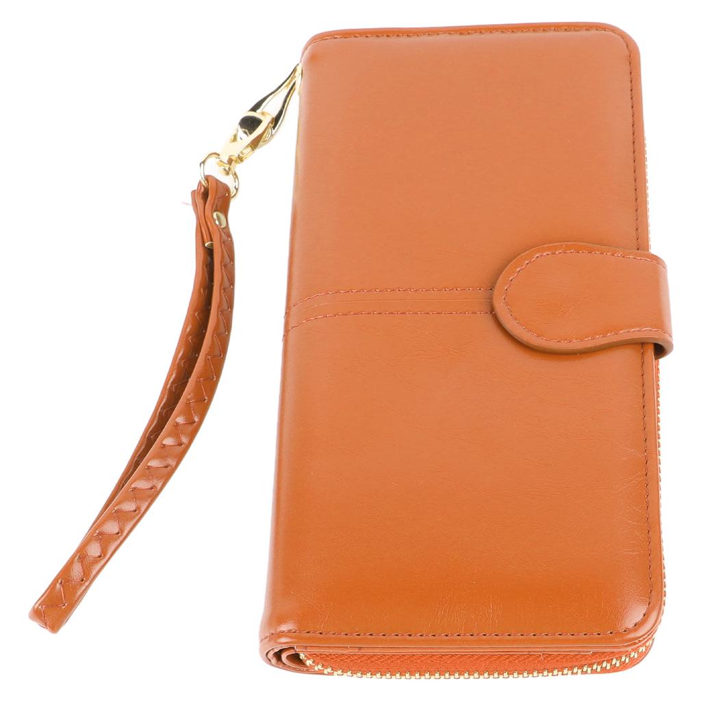 Women Long Wallet Stylish Multifunctional PU Leather Wallet Large Capacity Portable Female Wallet for Daily Use Brown