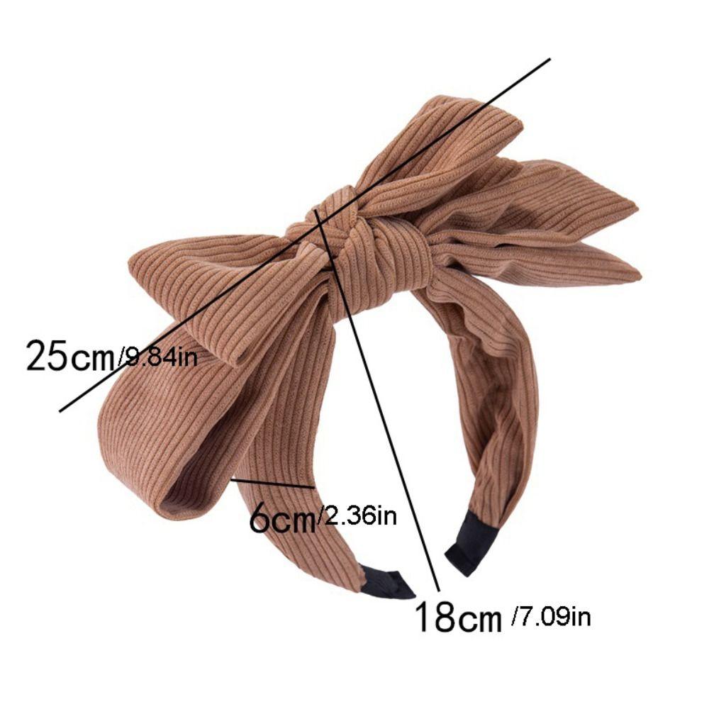Sweet Corduroy Bowtie Headband Wide Solid Color Bowtie Hair Hoop Large Hair Band Wash Face Hairband Makeup