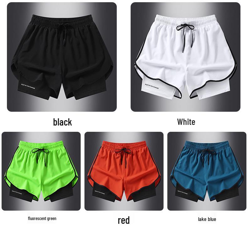 Unisex Quick-Dry Basketball Running Shorts - Fake Two-Piece Sportswear for Summer