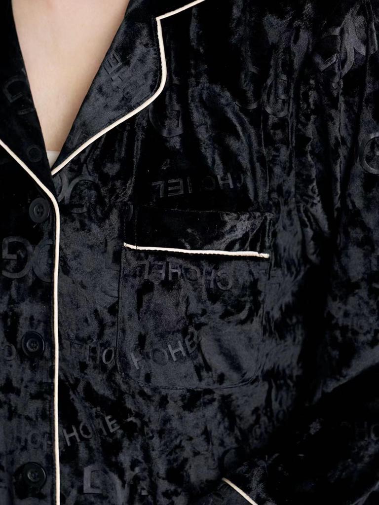 Da Vinci Code Samtpyjama: Goldener Diamant Langarm & Hose, Buchstaben-G-Design, Lockere Passform für Paare, Herren-Set – Herbst/Winter.