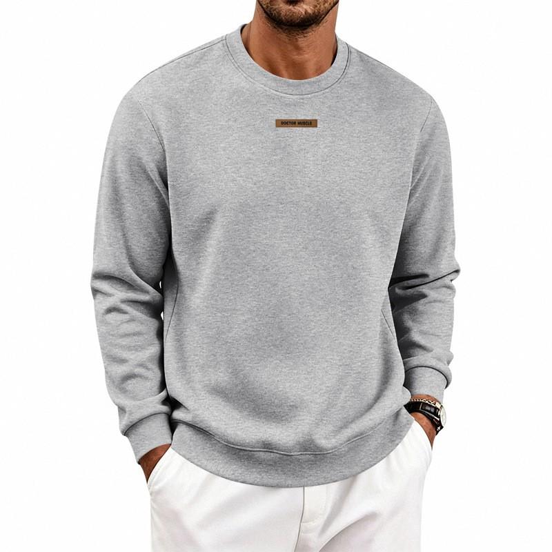 Mens Oversized Heavyweight Fleece-Lined Crewneck Sweatshirt Winter Warm Casual Long Sleeve Top
