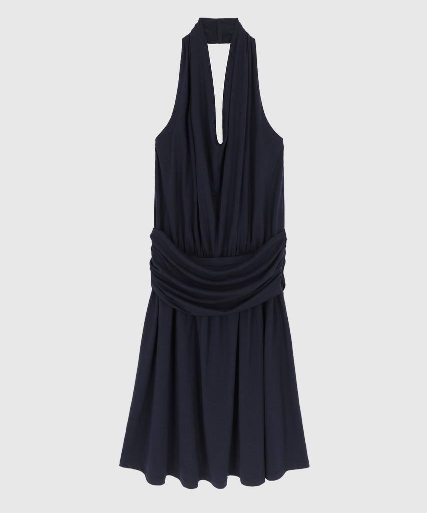SIGREAT Trägerkleid aus gerüschtem Jersey_Marine