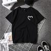 Trendy Hong Kong Style Harajuku Summer Clothing Oversize Tshirt Women Loose Short Sleeve Top Fat Girl Street Fried Heart Shape Print