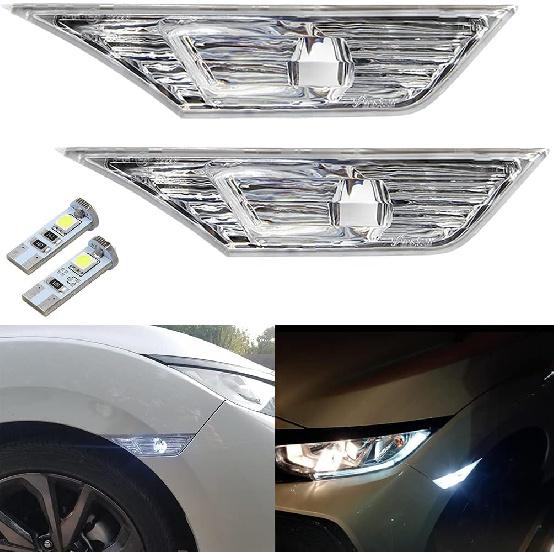 

NJSBYL Civic Side Marker Light For Honda Civic Sedan Coupe Hatchback 2016 2017 2018 2019 2020 2021 2022 Side Marker Turn Signal Lights Kits (clear clear lens side marker li