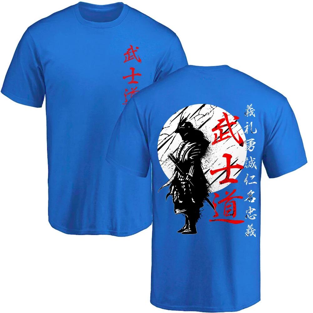 Japan Samurai Spirit T Shirts For Men T-Shirts O-Neck 100% Cotton Short Sleeve Summer Oversized Tops Tee Clothes Male Gifts Tee