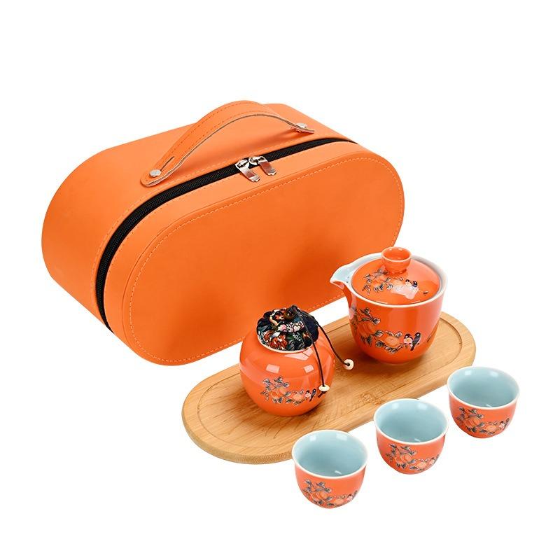 Creative Ceramic Portable Travel Tea Set, Father's Day Gift, Dad's Gift for Elderly Chinese Tea Set