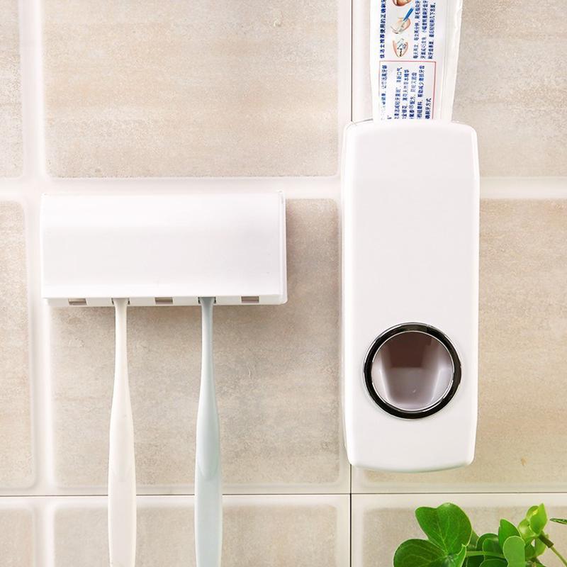 Buy Auto Automatic Toothpaste Dispenser 5 Toothbrush Holder Set Wall ...