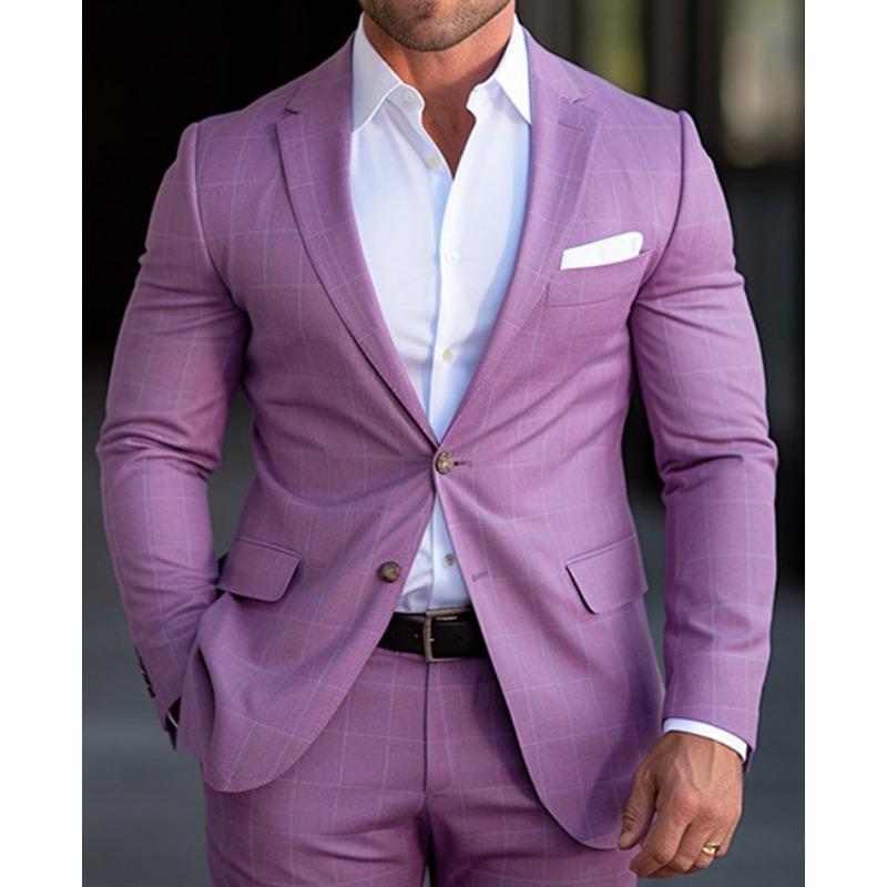 

Мужской весенний однобортный пиджак светло-серый приталенный повседневный деловой костюм куртка S фиолетовый