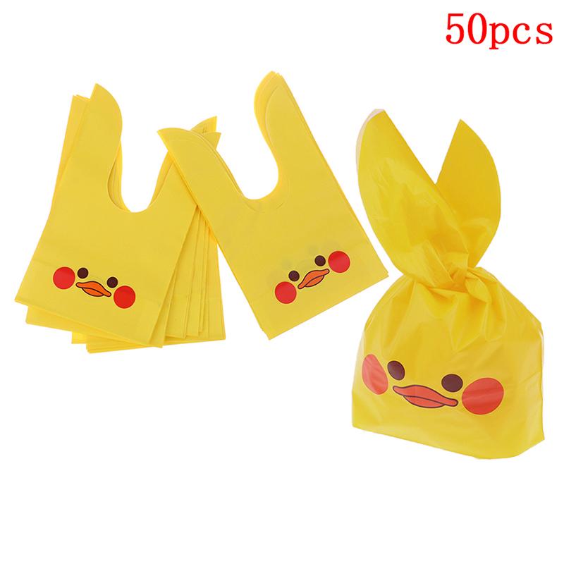 50pcs Cute Yellow White Duck Gift Bag Easter Candy Gift Set Plastic