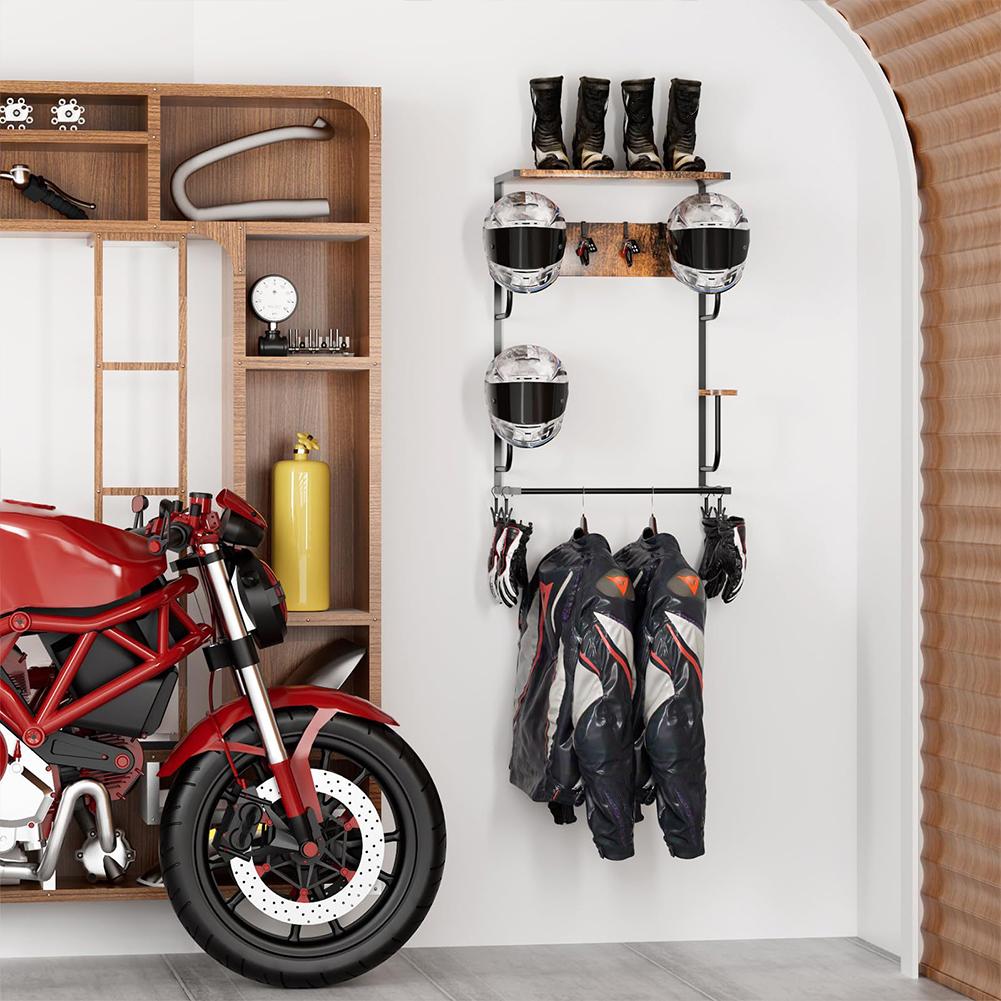Motorcycle Helmet Hanger Wall Mount Helmet Holder Wall Mount with Hook and Clip Helmet Stand for Storing Motorcycle Accessories