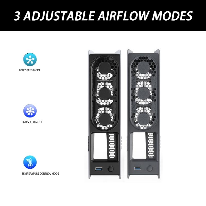 Innovative Cooling Fan for P5 Slim/Professional Console with Colorful LED Lighting Effect Build-in 3pcs Low Noise Fan