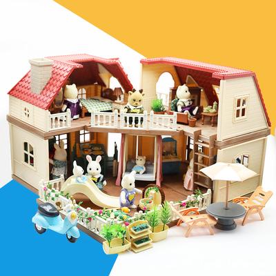 Orman Villa Set Oyuncaklar Orman Hayvanları Aile Mini Mobilya Modeli Oturma Odası Yatak Odası TV Buzdolabı Süsü