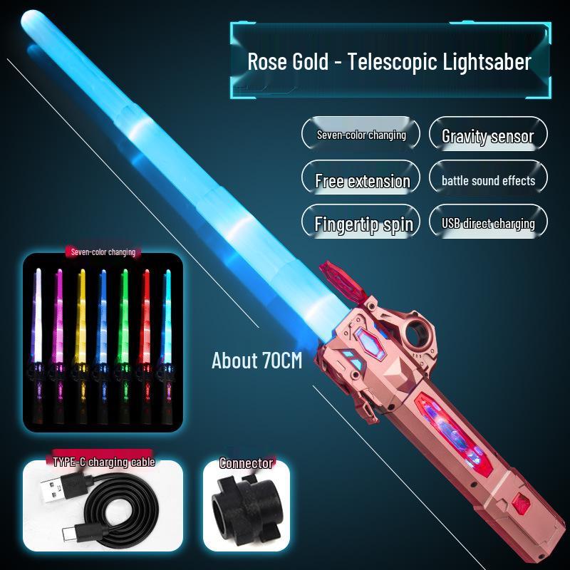 Two-in-One Telescopic Lightsaber Toy for Kids - Luminous Star Wars Laser Sword