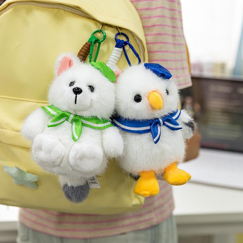 Cute Navy Polar Bear Plush Toy Seagull Pendant Ocean Hall Souvenir Backpack Hanging Decoration Office Desk Posing