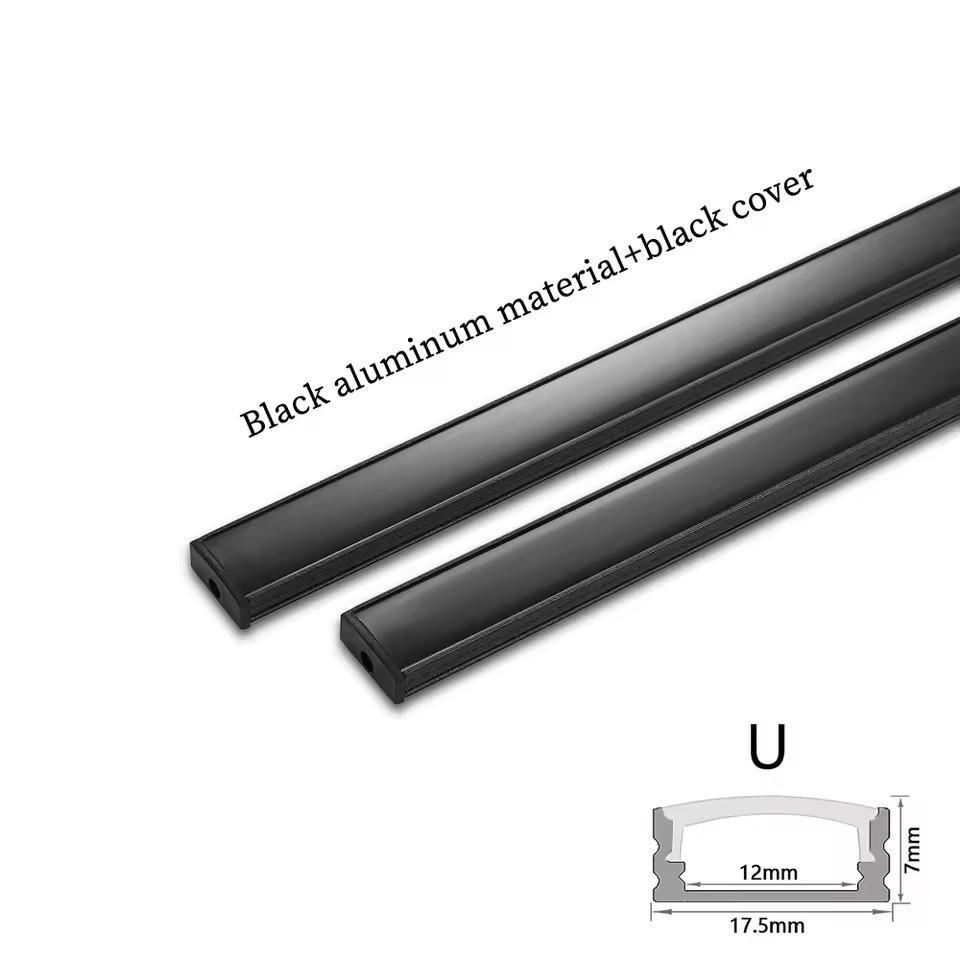 Schwarze Abdeckung 3-30 Fuß/Pack LED-Aluminiumprofil 0,5 m/Fuß U/V-Form Geeignet für 8-12 mm LED-Streifen Gehäusekanal led
