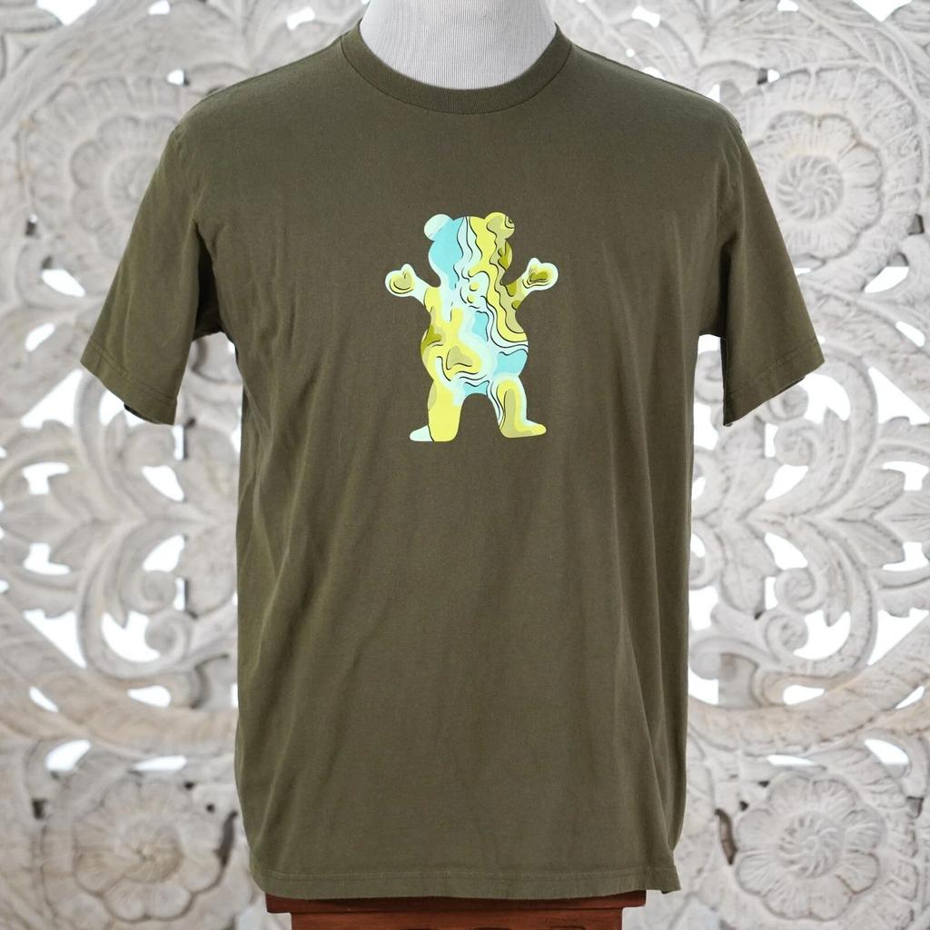 Grizzly Griptape Men's Green Short Sleeve T-Shirt Size M Skateboarding Street