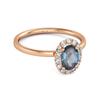 London Blue Topaz Solitaire Halo Accents Ring - 925 Sterling Silver Rose Gold Vermeil