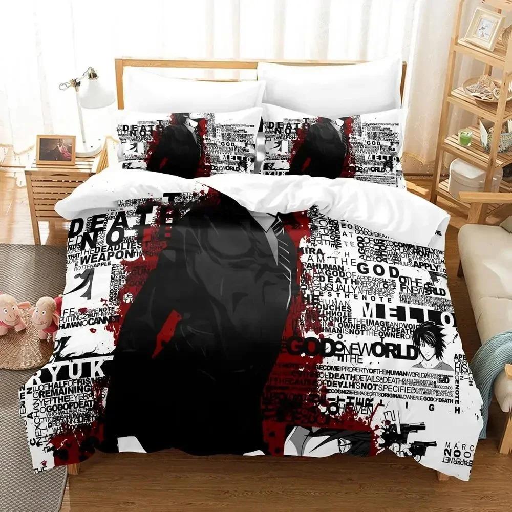 Shinigami-Notebook Duvet Cover Bedding Set with Pillowcases, Apple Core&Light Yagami Style Print,Home Textile&Mystery Fan gift